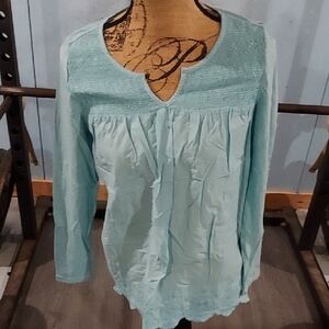 Gloria Vanderbilt Light Blue Embroidered Peasant Tunic